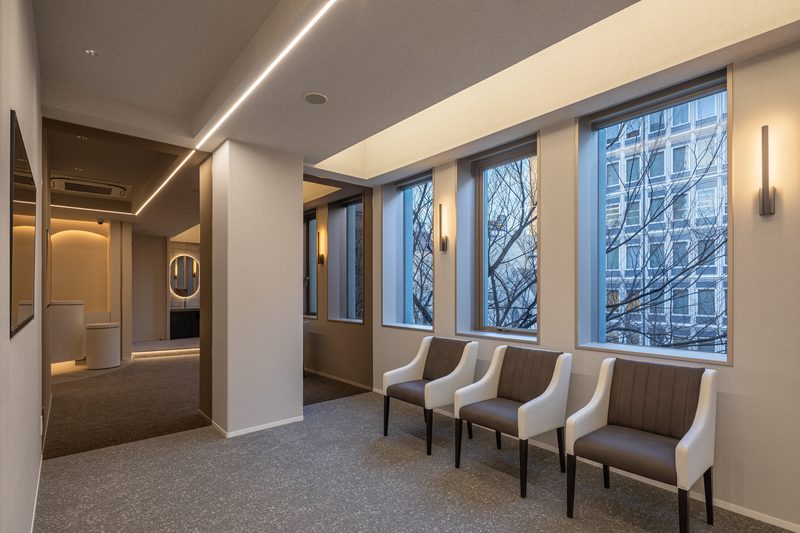 Comfortable waiting room with natural light